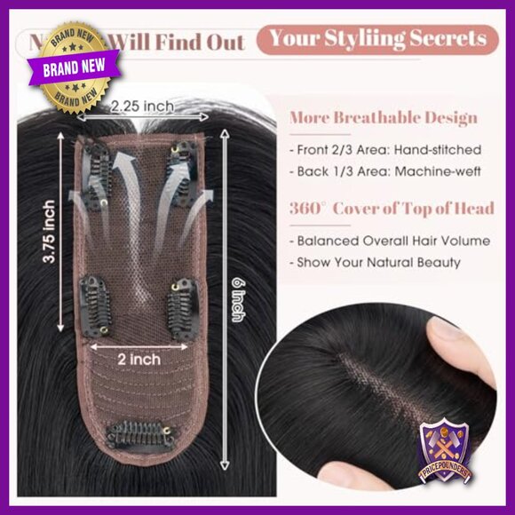 Human Hair Topper 10 Inch Silk Base 2.25x6 Inches for Thinning Hair main image 6